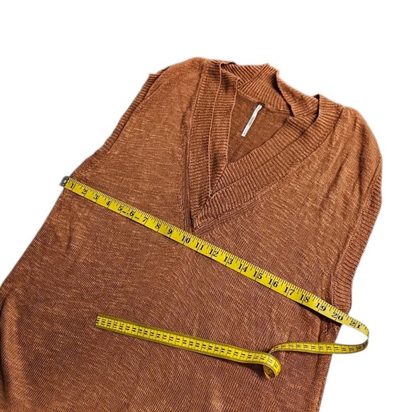 Free People Womens Knit Hannah Sweater Vest Tunic, V-Neck,Brown, Size M - Picture 7 of 8